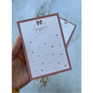 Emtory Home Handmade With Love | 50 Adet Toka Kartı - Kuşe Kart - 10X15CM - Teşekkür Kartı - Tebrik Kartı