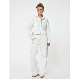 4Sal50011Md 001 Kırık Beyaz Kadın Denım Ceket