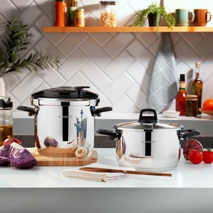 Cooky Düdüklü Tencere Seti 4+6,5 L-Siyah/Gri
