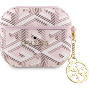 Airpod 3. Nesil Uyumlu Kılıf Guess Orjinal Lisanslı G Cube Desenli 4g Süs Zincirli Pembe