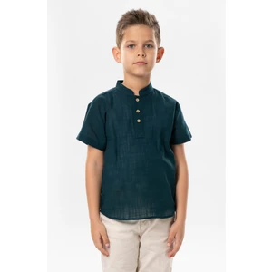 Eliş Şile Bezi Kısa Kol Şile Bezi Bodrum Yazlık Erkek Çocuk Tshirt Koyu Petrol 3069
