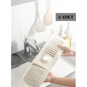 MHK Collection Beyaz Su Tutucu Musluk Matı Mutfak Banyo Için Koruyucu Musluk Lavabo Bulaşık Süngeri Matı (2 Adet)