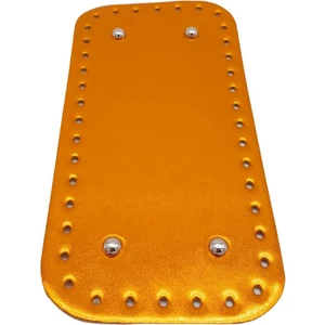 Angel Çanta Aksesuar Parlak Rugan Deri 25X12 cm Dikdörtgen Çanta Tabanı Turuncu Renk Gümüş Metalli