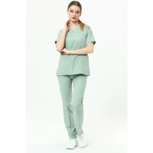 Küf Yeşil Renkli Cerrahi Doktor Hemşire Scrubs Üniforma medikal takım-- Takma Kol