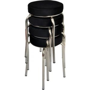 Ekip Metal Tabure 4'lü Baby Face Kumaş Siyah ( Monteli Gönderim )