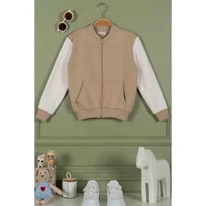 For You Kids Fermuarlı Garnili Kanguru Cep Taş Kız Çocuk Ceket