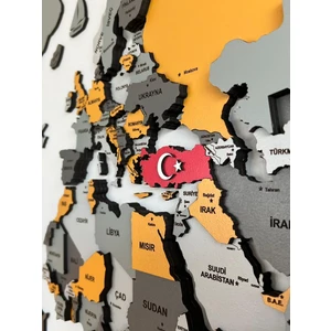 Çok Katmanlı Ahşap Dünya Haritası 3D