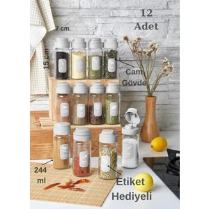 MHK Collection 12 Adet Cam Etiketli Baharatlık Seti