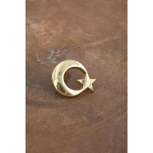 089 50003 Altın Ay Yıldız Türk Bayrağı Yaka Rozeti Standart Standart