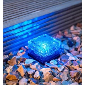 Kristal Tuğla Taş Görünümlü Solar Güneş Enerjili Buz Cam LED Bahçe Dekoratif Aydınlatma