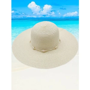 Kadın Geniş Siperli Deniz Yıldızı Detaylı Yazlık Hasır Şapka