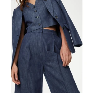 Marks & Spencer Yüksek Bel Wide Leg Keten Pantolon