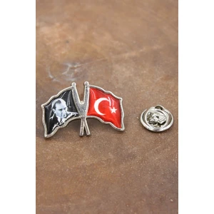 089 50005 Gümüş Atatürk ve Ay Yıldız Türk Bayrak Yaka Roz Standart Standart
