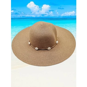 Kadın Geniş Siperli Deniz Yıldızı Detaylı Yazlık Hasır Şapka