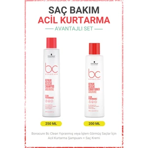 Schwarzkopf Bonacure Bc Clean Acil Kurtarma Şampuanı + Saç Kremi - Yıpranmış Veya Işlem Görmüş Saçlar Için