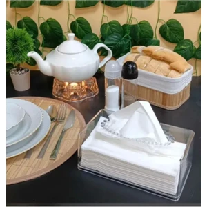 Fırsat Sende Kristal Boncuklu Kare Peçete Organizeri Dekoratif Peçetelik