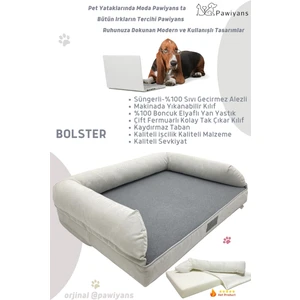 Bolster Üst Kalite Köpek Yatağı 6,5-10CM Süngerli Sıvı Geçirmez Alezli. %100 Elyaflı. 2 Fermuarlı