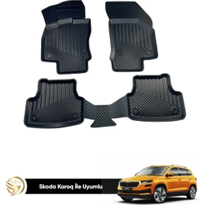 Skoda Karoq 3D Araca Birebir Uyumlu Inox Oto Paspas
