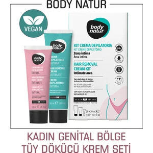 Body Natur Kadınlar İçin Genital Özel Bölge Tüy Dökücü Krem Seti T Bölgesi Tüy Dökücü & Uygulama Sonrası Balsam