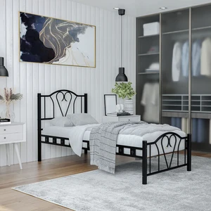 Orkide Tek Kişilik Ferforje Metal Karyola 90x200 Siyah