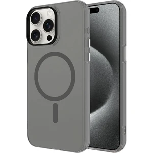 iPhone 15 Pro Max - Uyumlu Appfube Magsafe Şarj Özellikli Buzlu Transparan C-Pro Sert Kapak-Koyu Gri