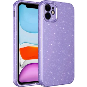 iPhone 11 - Uyumlu Kamera Korumalı Simli Lüks Appfube Koton Kapak-Mor