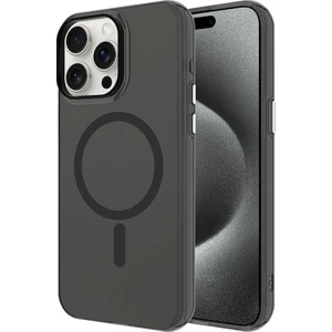 iPhone 15 Pro Max - Uyumlu Appfube Magsafe Şarj Özellikli Buzlu Transparan C-Pro Sert Kapak-Siyah