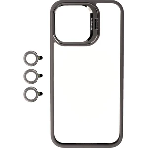 iPhone 15 Pro Max - Uyumlu Kamera Lens Korumalı Standlı Appfube Klon Lensli Kapak-Gri