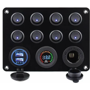 Kontrol Paneli 8 Adet On-Off Tuş Renkli Voltaj Göstergesi 2 Adet USB Girişi 1 Adet Çakmaklık 12V