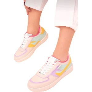 Sneaker Kadın Spor Ayakkabı Bej - Pembe
