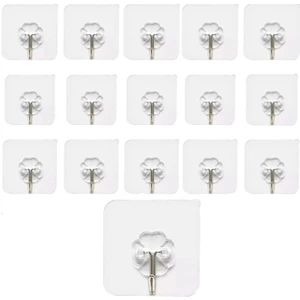 For Prime Kendinden Yapışkanlı 15 Adet Askı Şeffaf Banyo Mutfak Havlu Askısı Tekli Askı 6*6 cm