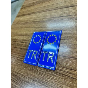 Tüm Araçlara Uyumlu Plaka Mavi Tr Etiketi