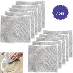 Mrt Bilişim Çok Fonksiyonlu Çizilmez Tel Bulaşık Bezi, Çelik Tel Bulaşık Havlusu 6 Adet Sihirli Bez