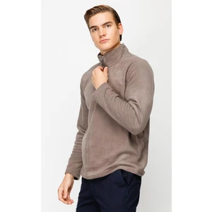 Erkek Açık Kahve  Yarım Fermuar Polar