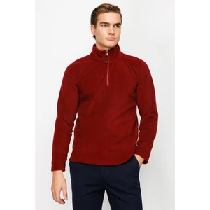 Erkek Bordo Standart Yarım Fermuar Polar