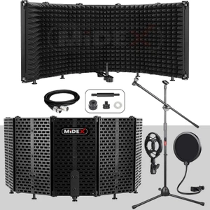 PF-43X Set Mikrofon Ses Yalıtım Paneli (69x26cm) Stand Filtre Shock Mount XLR Kablo Sünger
