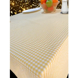 160x170 Cm Sarı Küçük Kare Pötikareli Masa Örtüsü, Sofra Bezi, Piknik Örtüsü