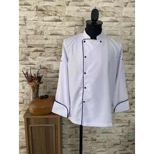 Beyaz Uzun Kol Şef Aşçı Çeketi + Aşçı Pantolonu ( Aşç-Tk  10005)