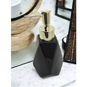 Prizma Lüks Porselen Bej Banyo Mutfak Sıvı Sabunluk Bulaşık Deterjanlık Gold Altın Kapak