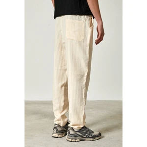 Müslin Keten Kumaş Erkek Basic Pantolon S - Bej