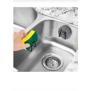 Tozlu Pazar Bulaşık Süngeri Tutacağı 3m Yapışkanlı Paslanmaz Çelik Bulaşık Sünger Tutucu Çok Amaçlı Askı 2 Adet