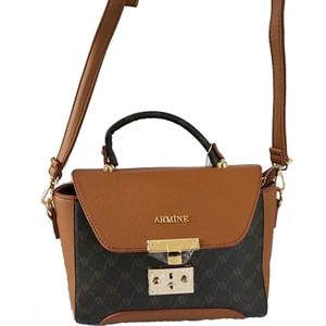 Kadın Kahverengi Noktalı El ve Omuz Çantası 378