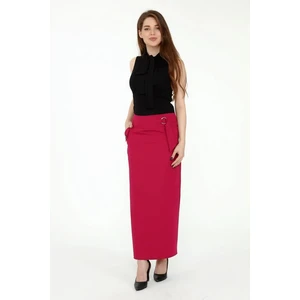 Kadın  Lacivert Cep Detaylı Mevsimlik Poliviskon Kalem Uzun Etek 2107-95