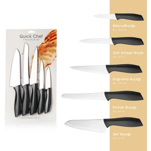 Quick Chef Bıçak Seti-5 Parça-Siyah