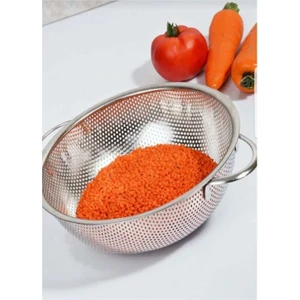 Paslanmaz Çelik Makarna Süzgeçi 26 cm Metal Kulplu Kevgir