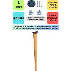 Bahçe Kadın Girişimci Kooperatifi Konik Lüks Ahşap Ayak, Masa Ayağı, Sehpa Ayağı, Açılı Parat ve Vidalar 46 cm