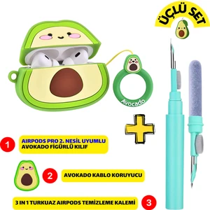Pro 2. Nesil Uyumlu Kulaklık Kılıfı, Kablo Koruyucu ve 3'ü 1 Arada Kulaklık Temizleme Kalemi Seti