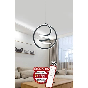 61-70 cm Kumandalı 3 Renk Modern Sarkıt LED Avize Siyah Kasa Krom GU10 1 Siyah Salon / Oturma Odası
