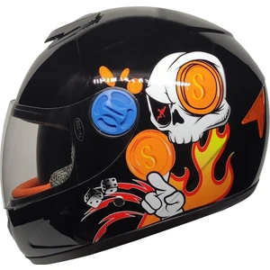 Mts SY118 Çocuk Kaskı Skull Siyah (Siyah Camlı)