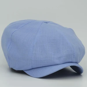 Ingiliz Stili London Yazlık Kasket Keten Açık Mavi Şapka